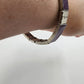 Silver Tone Purple Enamel Rhinestone Link Stretch Bracelet 3" Rectangle