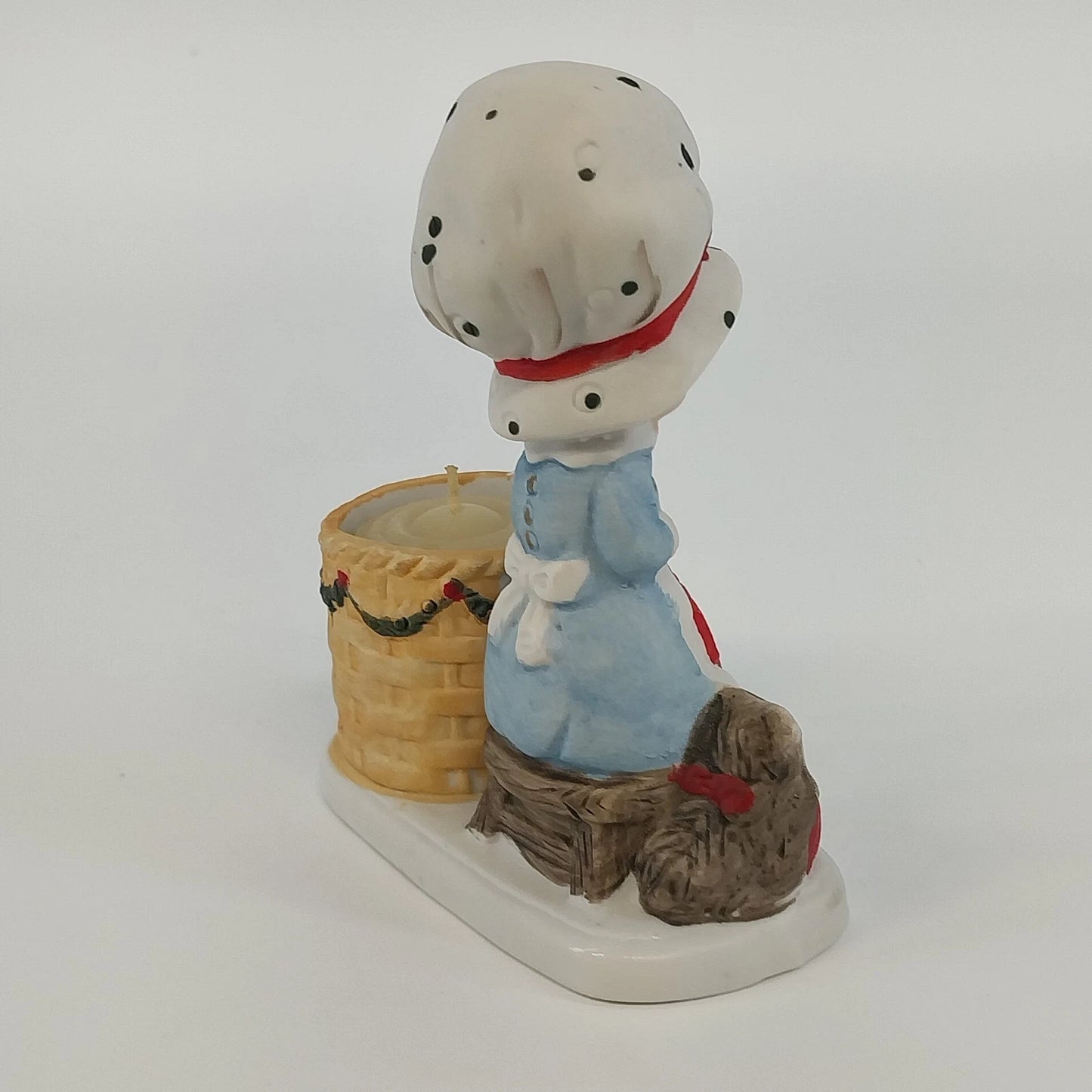 Jasco Christmas Luvkins Mrs Claus Candle Holder Knitting Cat Porcelain 1978 Vtg