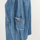 Explore Blue Cotton Denim Zip Jacket Size XL Long Sleeves Pocket on Left Sleeve