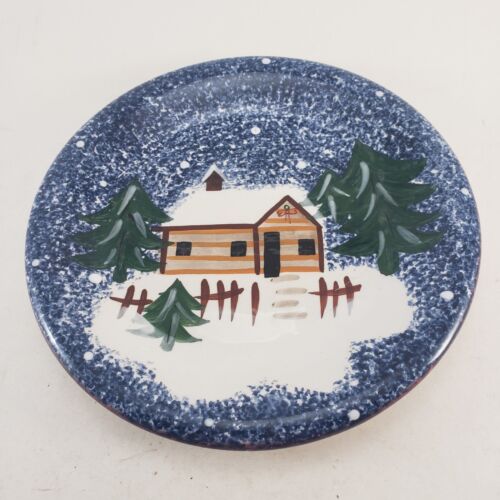 Holly Mountain Lodge 8" Salad Plate Holiday Winter Scene Cook's Bazaar Gourmet