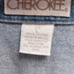 Cherokee Denim Mini Dress L Button Front Sleeveless Skater Blue