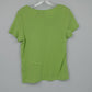 Erika Petite PM Lime Green Rib Knit Top Lace Up Neck Short Sleeve Shirt