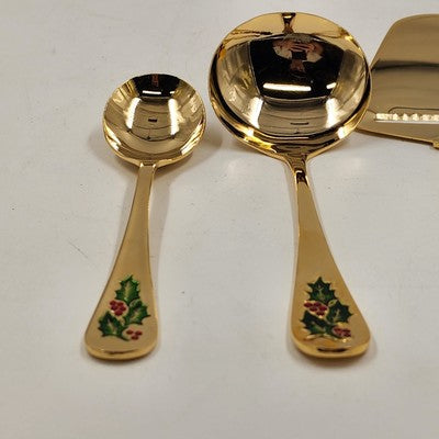 Classic Traditions Goldtone Hollyberry 4pc Serving Set w/ Box