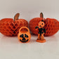 4 Pc Halloween Scarecrow Pumpkin Hard Plastic Honeycomb Paper Decoration 1970's