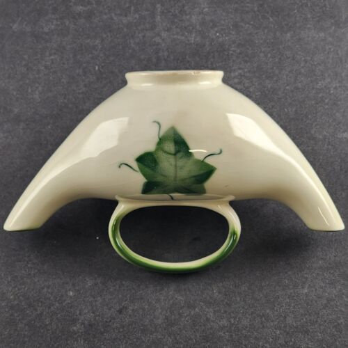 Double Spout Ceramic Ivy Leaf Pattern Oil & Vinegar Dispenser 8" Vintage Crazed