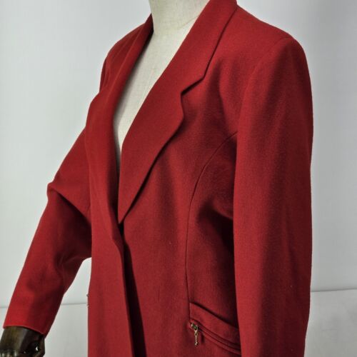 Norton McNaughton Red Wool Blazer Size 6 Single Button Zipper Pockets Fully Line