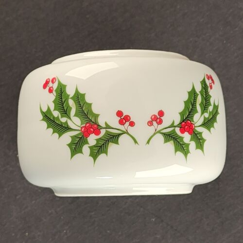 Holly Berry Pattern Tea Light Fragrance Warmer Three Piece Unit Vintage Japan