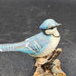 Molded Painted Blue Jay Bird Sculpture Resin 5.5" Perched On Branch Figurine Vtg