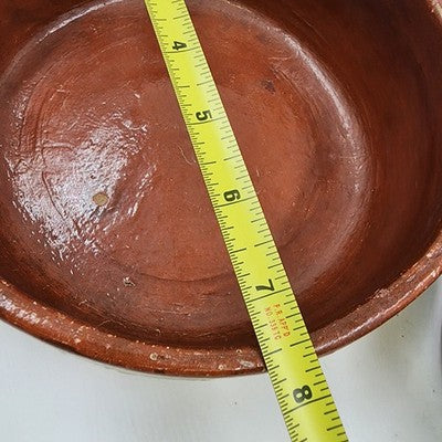 Mexican Redware Tlaquepaque Pottery Bowl 8"x3"h Hand Painted Clay Primitive
