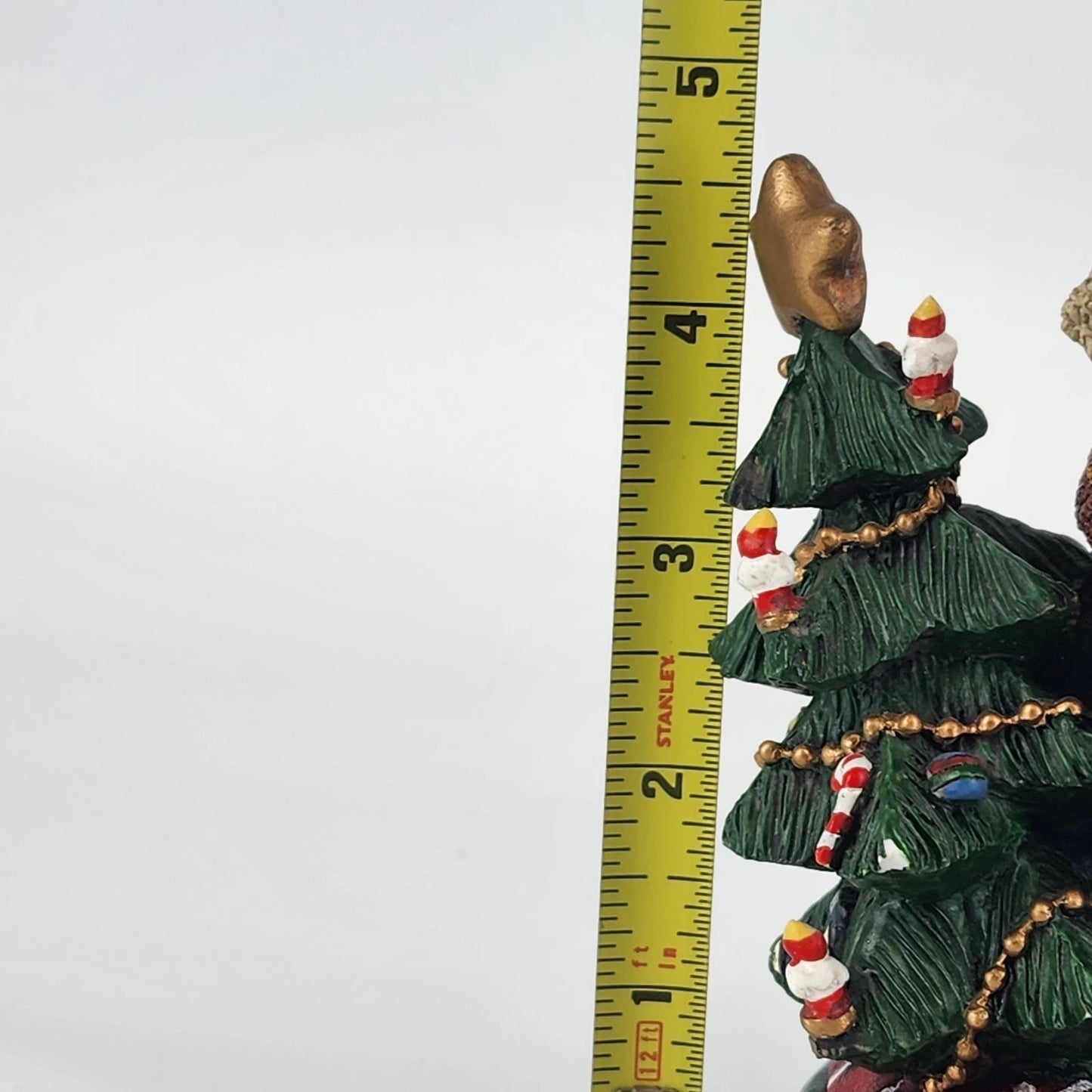 Christmas Stocking Holder Granduer Noel Bear & Tree Cast Iron Base Figural 4.75"