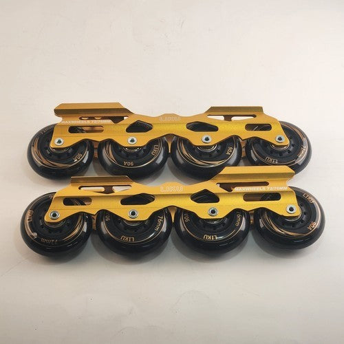 LIKU Unisex Fitness Inline Skates Size 6M / 6.5W Black Gold with Blades China
