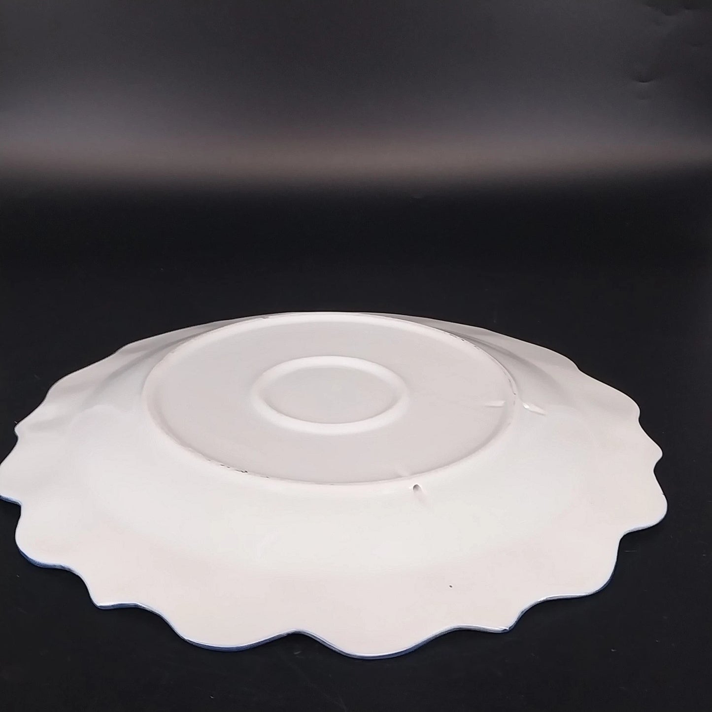 Cracker Barrel Blue Floral Serving Platter Scalloped Porcelain Transferware