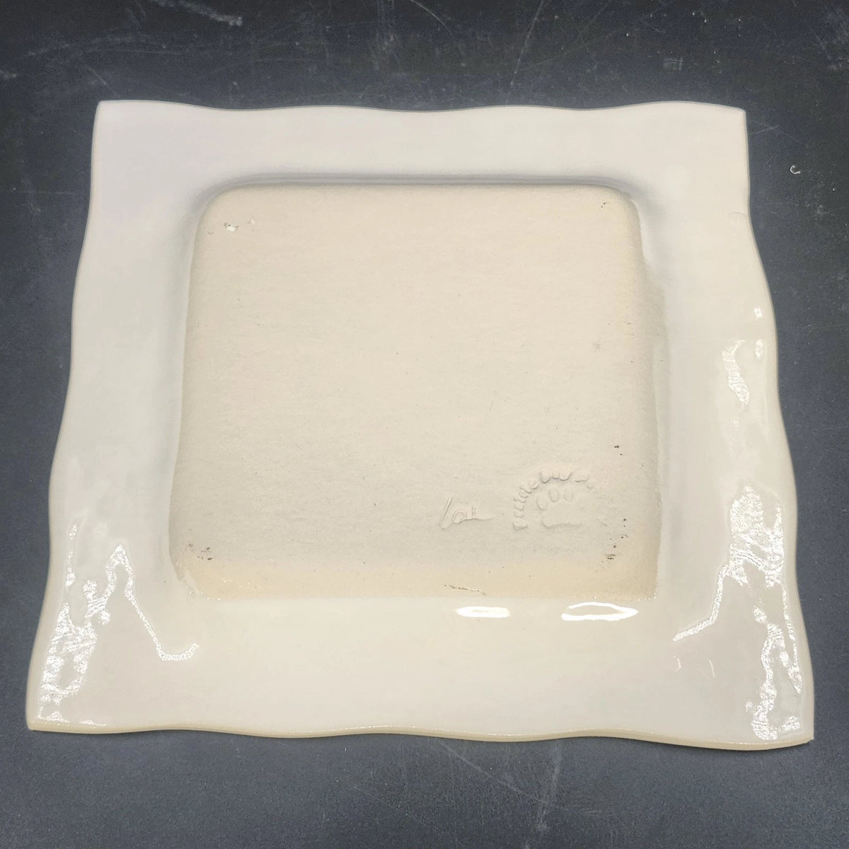 Prairie Dog Pottery Black Newfoundland Christmas Lights Square Plate 9.25" Holly