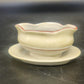 Porcelain Sauce Gravy Bowl with Underplate 3" Hand Painted Floral Rust Rim Japan