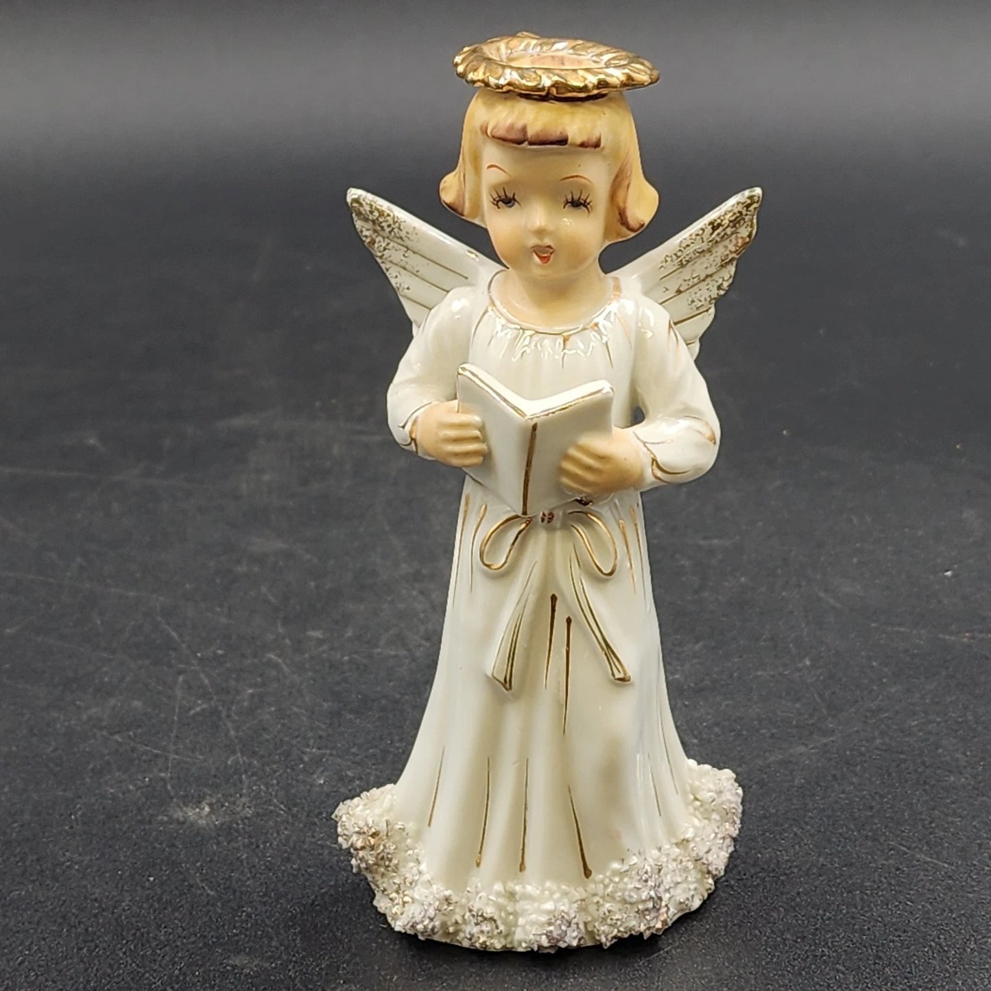 Lefton Choir Angel Singing Reading Book Figurine Porcelain Japan 6.25" Tall Vtg