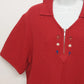 Hammerschmid Womens Red Cotton Knit Quarter Zip Short Sleeve Collared Top Size L