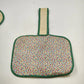 3 Pot Holder Set 1 Sq 2 Round Strap Yellow & Green Embroidery Be Safe Puppy Vtg