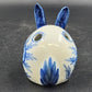 Blue White Porcelain Bunny Rabbit Flower Frog 4.5" 5 Holes Floral Holder