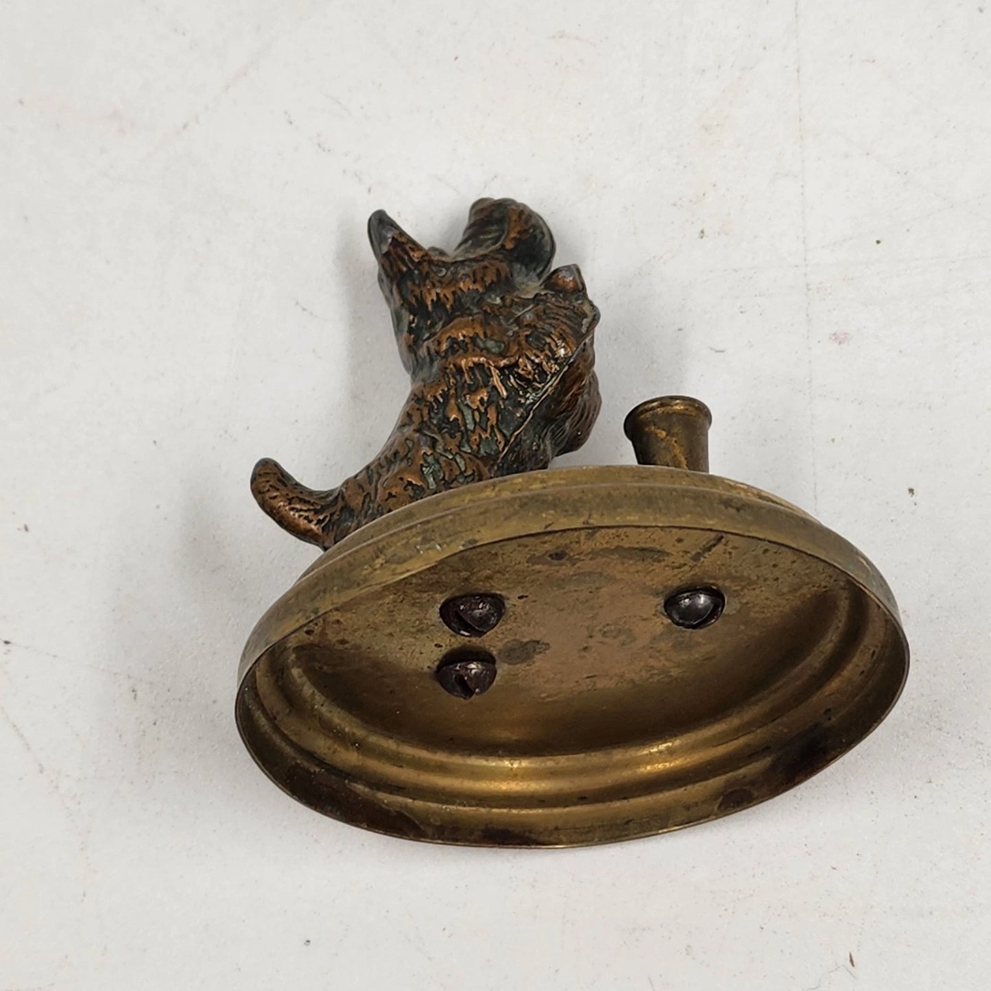 Cast Bronze Scottish Terrier Pen Holder Dog Desk Figurine 2.5" x 2.75"