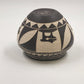 Laguna Pueblo Pottery Vase Bowl 7" Black White Heartline Deer Signed Lucario