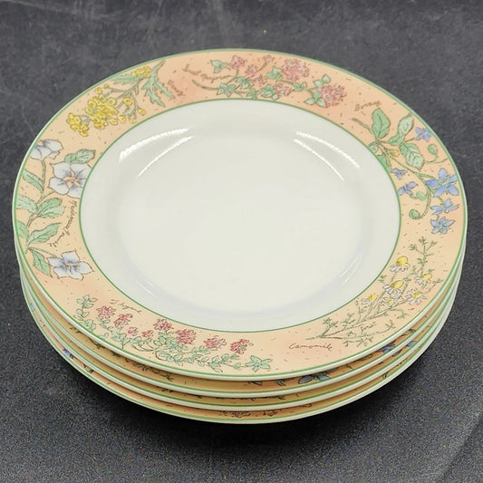 4 Sakura Sachet Saucer Plate 6.25" Ultra Porcelain Sue Zipkin Herbs Floral 1996