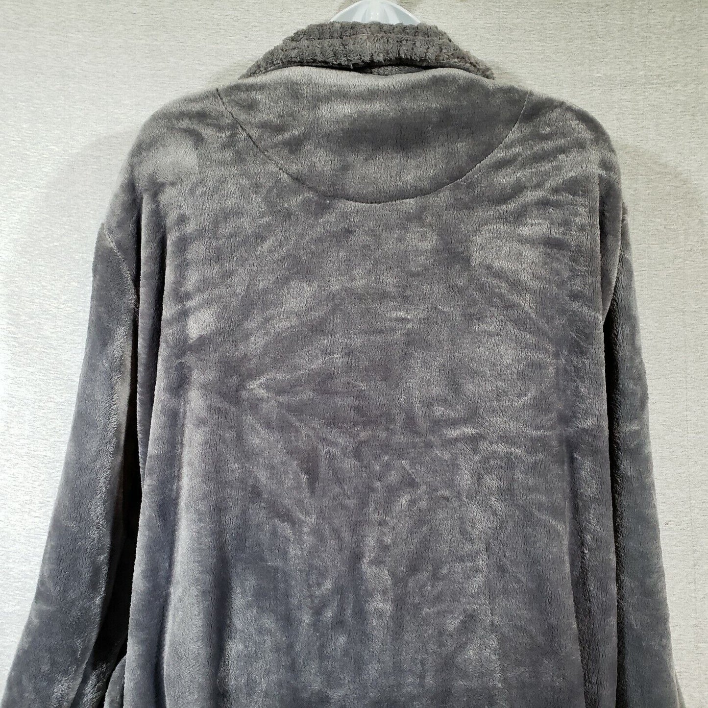 Women's Turquaz Plush Soft Warm Fleece Bathrobe Gray Medium Robe Waffle Trim