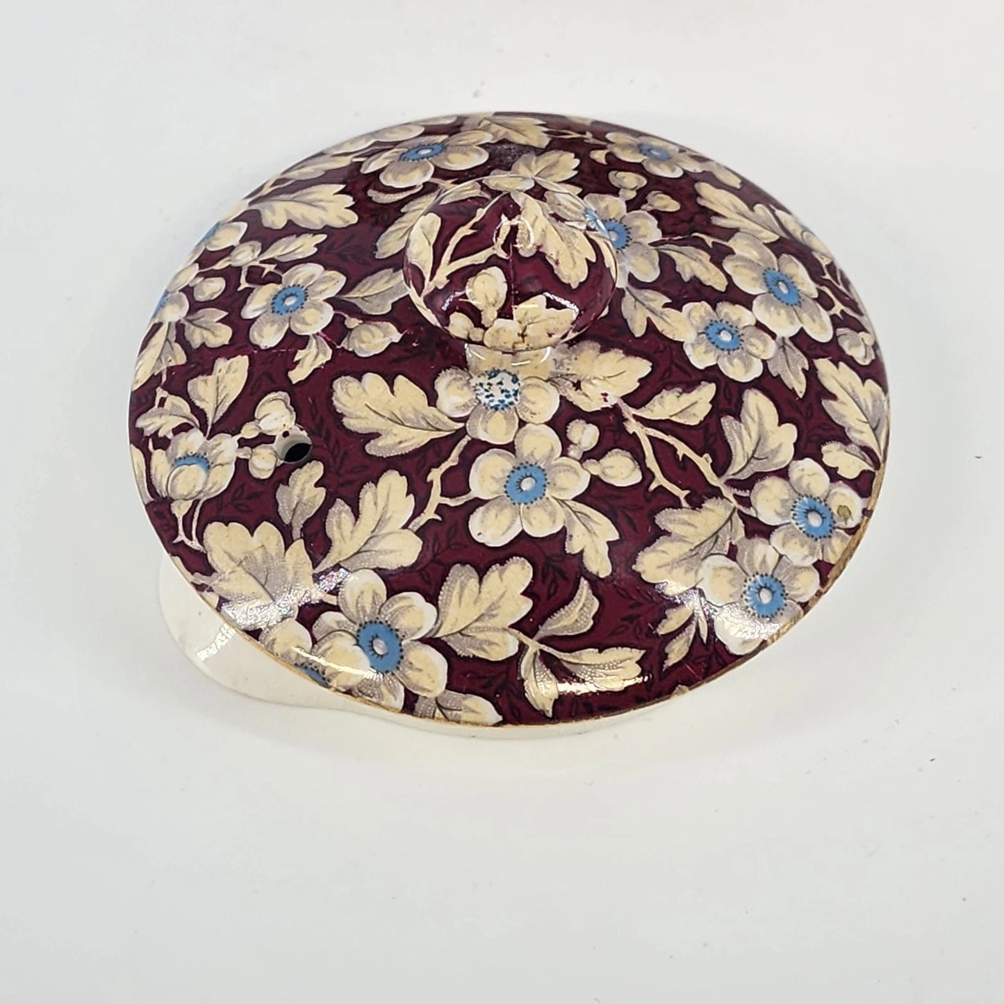 Vintage Lord Nelson Royal Brocade Chintz Teapot England Maroon Floral