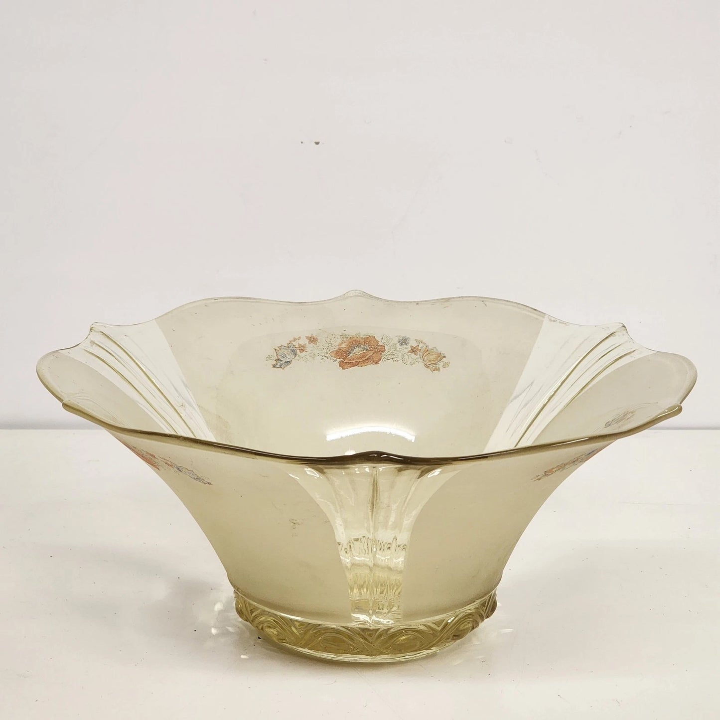 Vintage Lancaster Glass Yellow Floral Ceiling Light Shade