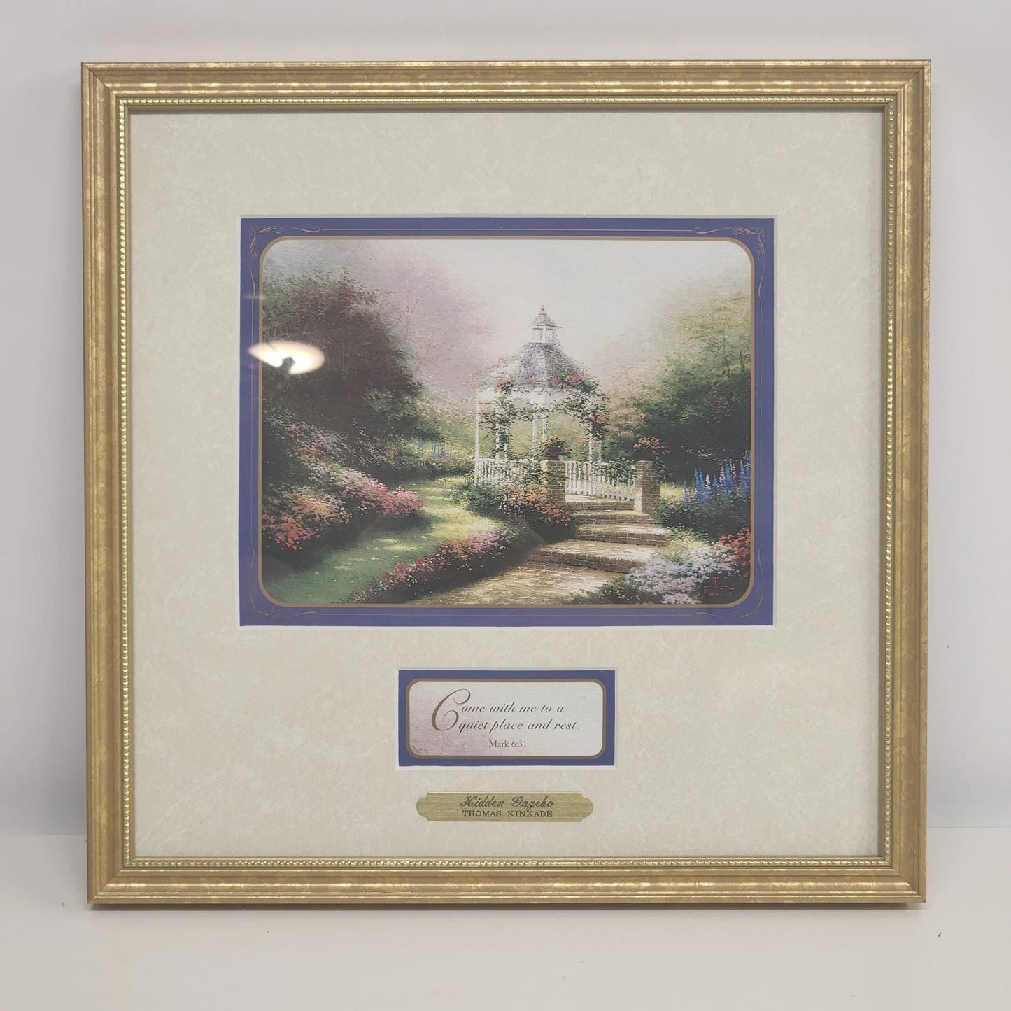 Thomas Kinkade Hidden Gazebo Accent Print 1996 Framed & Matted w COA Mark 6:31