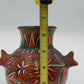 Hand Painted Floral Terracotta Tripod Vase Mexican Pottery Brown Multicolor 6.3"