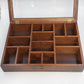 Wood Shadow Box Display Case Glass Door 14 Cubbies Wall Mount 16" Vintage