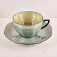 Victoria Czecho-Slovakia Tea Cup and Saucer in Green Multisided Lusterware