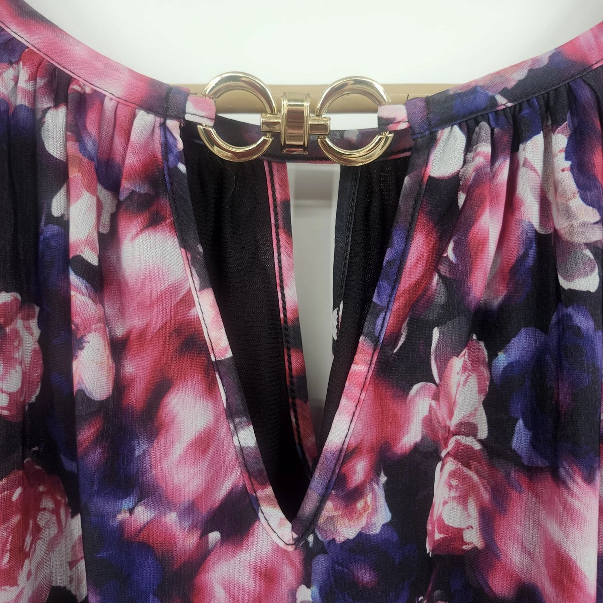 Jennifer Lopez JL Women's 0X Floral Chiffon Blouse Pink Purple Navy Long Sleeve