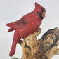 Cardinal & Baby Bird Music Box Figurine Red Bird Family Tree Stump Ceramic 8"