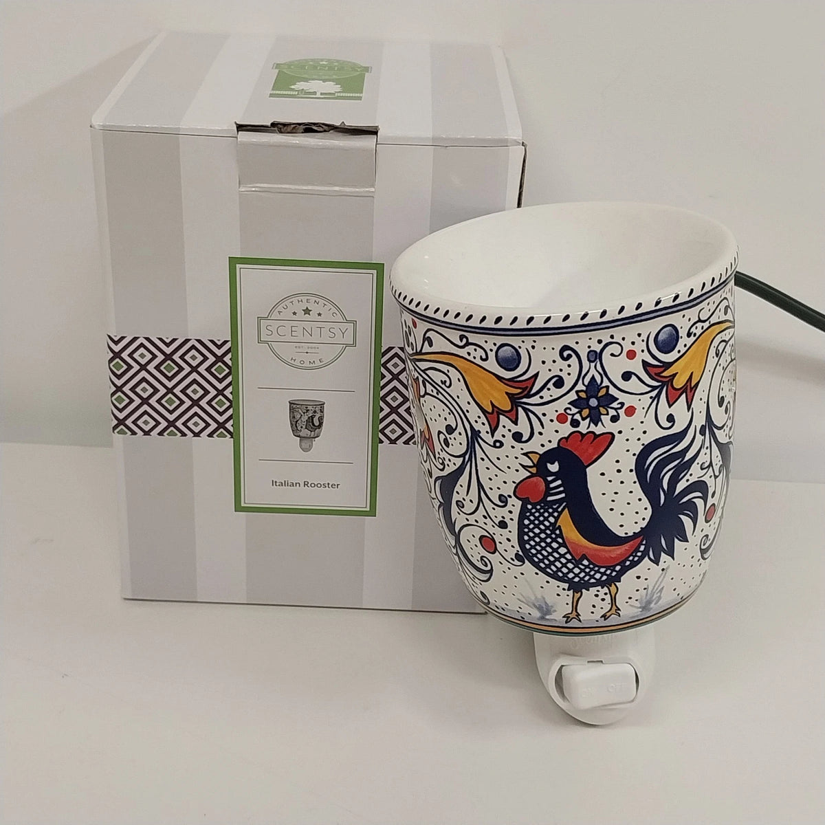 Scentsy Home Italian Rooster Mini Wax Warmer Nightlight Plug In Ceramic Boxed
