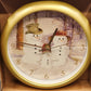Feldstein Snowman Family Christmas Wall Clock 8" Plays 12 Carols Light Sensor