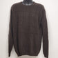 IZOD Sweater Brown Pullover Men's XLT Crewneck Cotton Long Sleeve Square Design