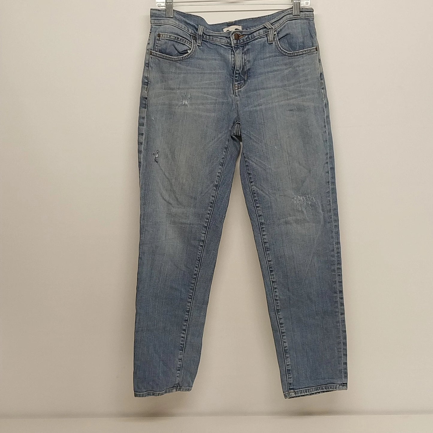 Eileen Fisher Women Light Wash Straight Leg Jeans Size 6 Distressed Cotton Denim