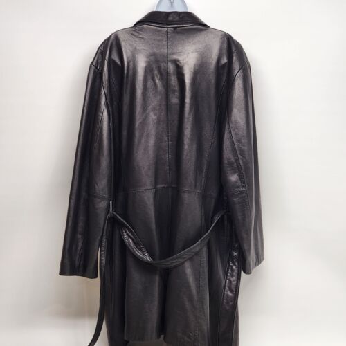 Eddie Bauer Lambskin Black Leather Coat Size XXL Polyester Lining Vintage