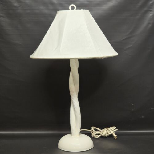 Olympia Table Lamp & Shade White Dual Light Internal Low/High Brightness Vintage