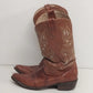 Israel Brown Leather Cowboy Boots Embroidered Western Men's Size 8.5 Made Mexico