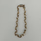 Gold Tone Link Bracelet Faux Pearl Twist Bar Accent Chain 9" Clasp Jewelry Vtg