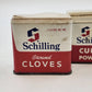 Schilling Ground Cloves Curry Powder 1.25 Oz Spice Tins Red White 2pc Vintage