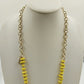 Plunder Alexandra Necklace Gold Tone Chain w Pale Yellow Beads & White Pendant