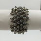Metallic Grey Faux Pearl Chain Bracelet Faceted Beads Mesh Design 7.25"