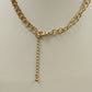 Gold Tone Chain with White Faceted Round & Teardrop Beaded Statement Necklace