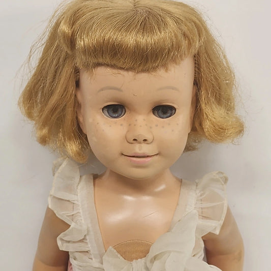 Chatty Cathy Doll Pink Sun Dress Blonde Hair Blue Eyes Mattel 1960 Collector