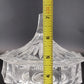 Heavy Glass Thumbprint Candy Dish Compote w Lid Silver Metal Base 7" Vintage
