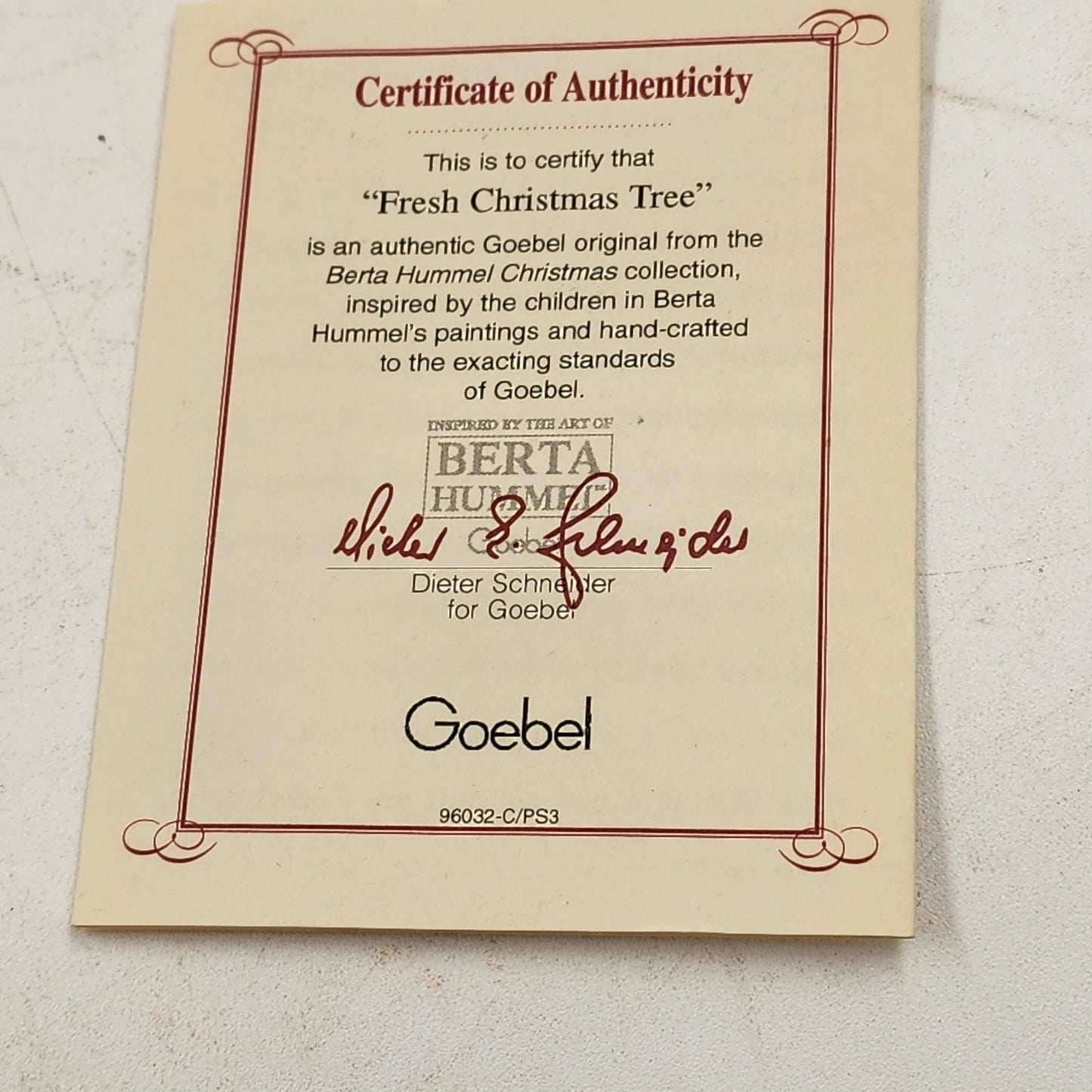 Berta Hummel Ornament Fresh Christmas Tree Goebel Porcelain Ashton Drake Studio