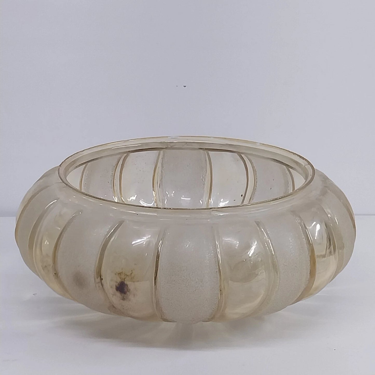 Amber Glass Ceiling Light Shade 12" Ribbed Pumpkin Flush Mount 9" Fitter Vintage